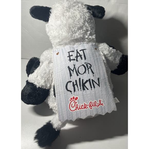 Chick-Fil-A Large Stuffed Animal Plush Black and white Cow Eat More Chikin 20” - Picture 6 of 6